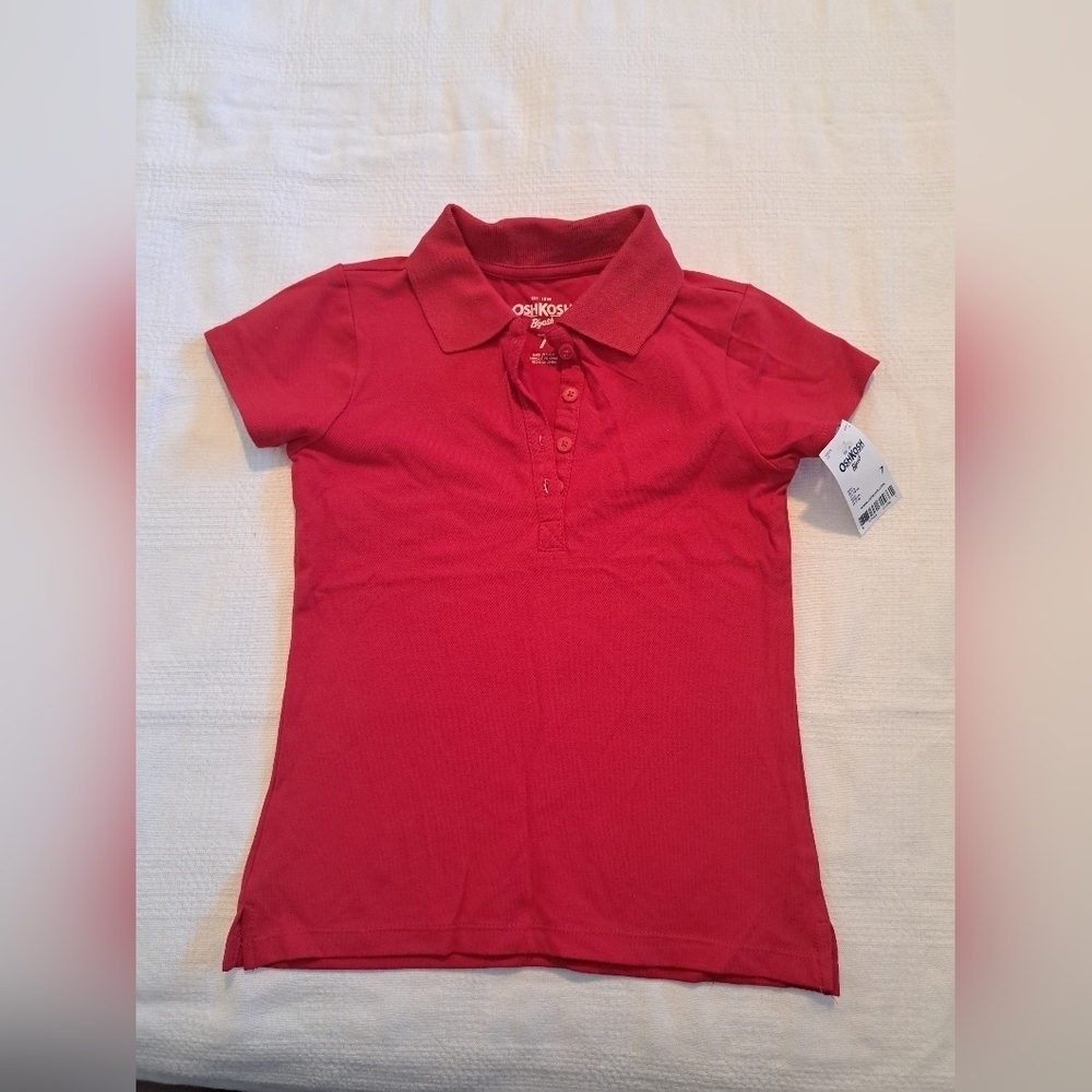Oshkosh B'Gosh girls size 7 red polo shirt, marks on collar in last picture NEW